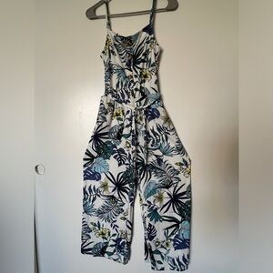 Blue and White Floral Jumpsuit